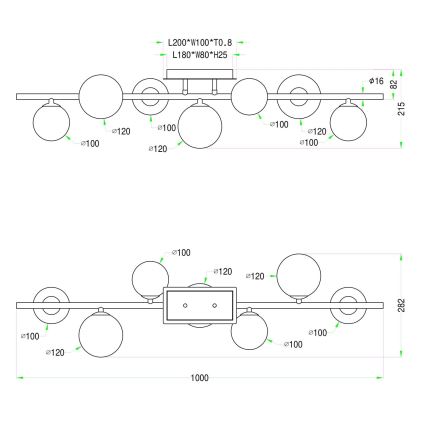 Wofi 7014-705W - Пристельова LED люстра VILLA 7xG9/3W/230V чорний