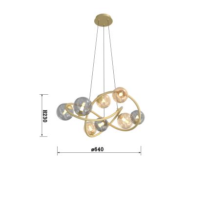Wofi 7014-804 - Светодиодная подвесная люстра NANCY 8xG9/3,5W/230V золотистый/серый