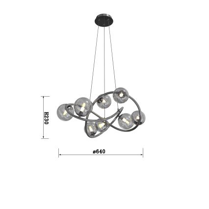 Wofi 7014-805 - Светодиодная подвесная люстра NANCY 8xG9/3,5W/230V черный/блестящий хром