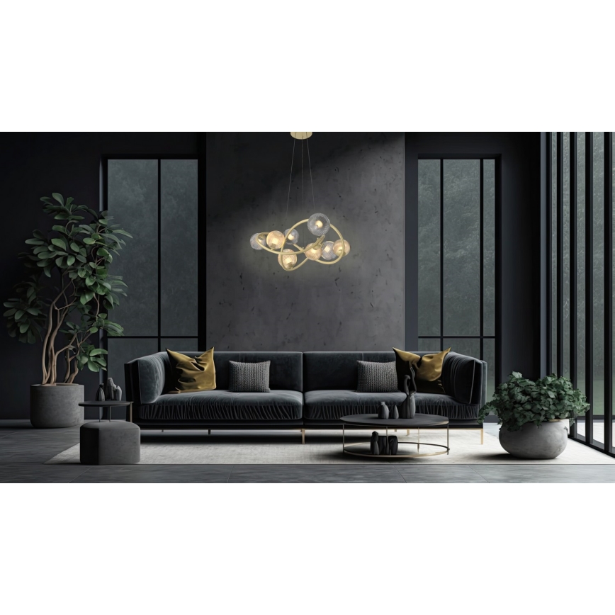 Wofi 7015-804 - Светодиодная подвесная люстра METZ 8xG9/3,5W/230V золотистый/серый