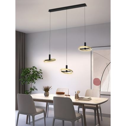 Wofi 7016-304 - Світлодіодна підвісна люстра з регулюванням яскравості BREST LED/26W/230V чорний/золотий