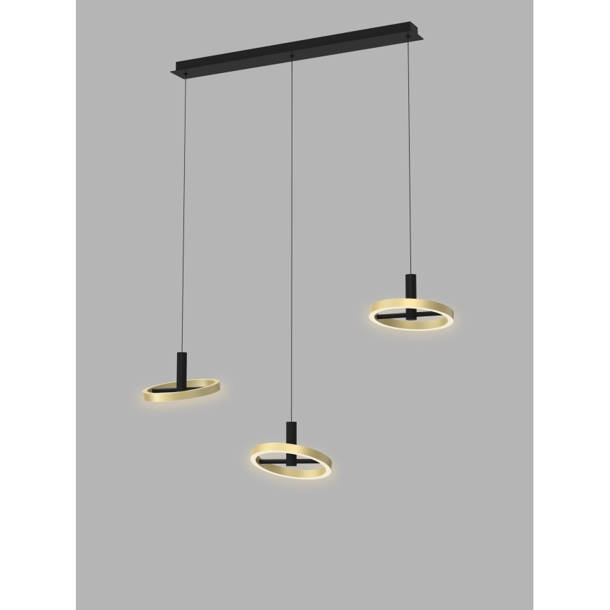 Wofi 7016-304 - Світлодіодна підвісна люстра з регулюванням яскравості BREST LED/26W/230V чорний/золотий