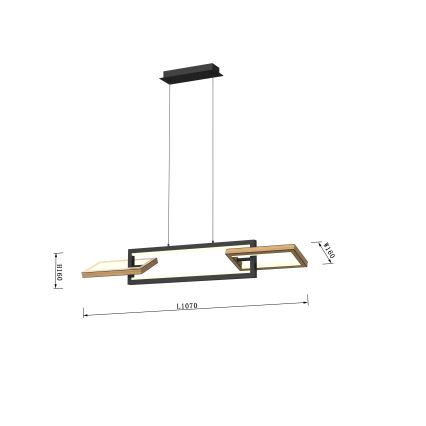 Wofi 7022-306 - Светодиодная подвесная люстра с регулированием яркости MATERA LED/30W/230V черный/коричневый