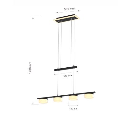 Wofi 7054-502 - Світлодіодна підвісна люстра з регулюванням яскравості JESSE LED/21W/230V чорний