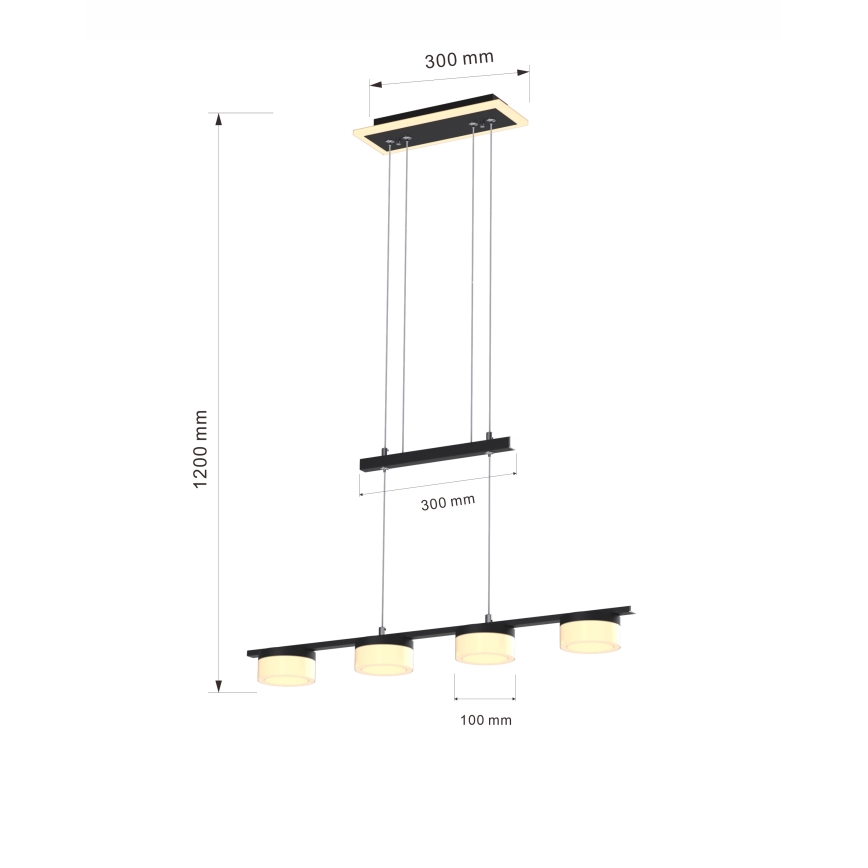 Wofi 7054-502 - Світлодіодна підвісна люстра з регулюванням яскравості JESSE LED/21W/230V чорний