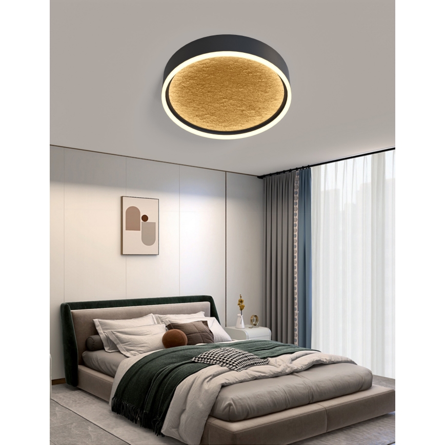 Wofi 9002-104M - Светодиодный потолочный светильник с регулированием яркости BORDEAUX LED/37W/230V черный/золотистый