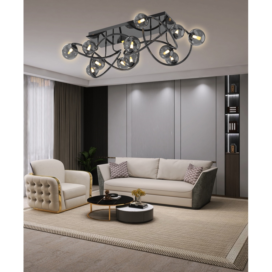 Wofi 9014-1205 - Пристельова LED люстра NANCY 12xG9/3,5W/230V чорний/глянцевий хром