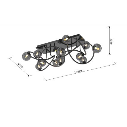 Wofi 9014-1205 - Пристельова LED люстра NANCY 12xG9/3,5W/230V чорний/глянцевий хром
