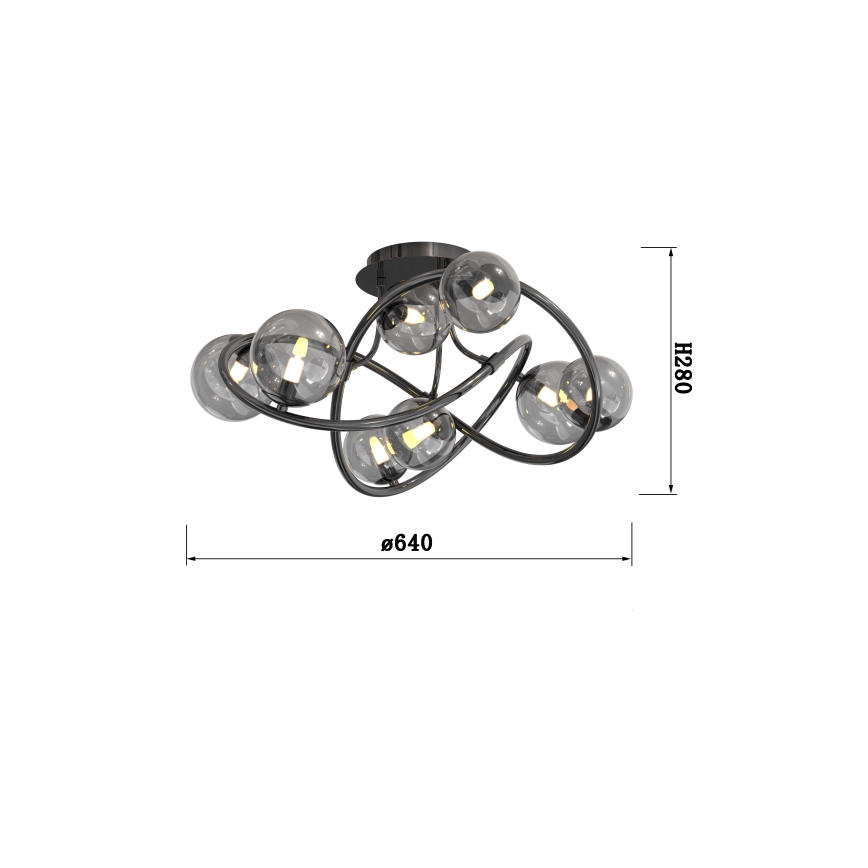Wofi 9014-805 - Пристельова LED люстра NANCY 8xG9/3,5W/230V чорний/глянцевий хром