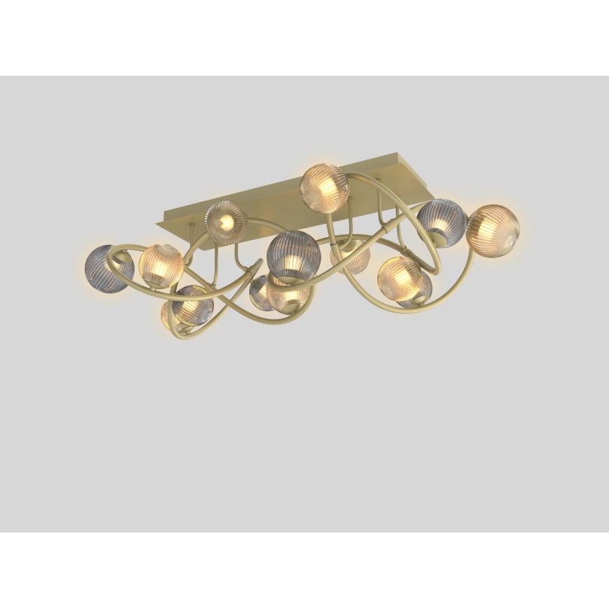 Wofi 9015-1204 - Пристельова LED люстра METZ 12xG9/3,5W/230V золотий/сірий