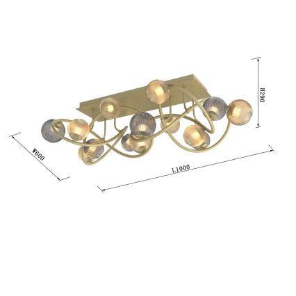 Wofi 9015-1204 - Пристельова LED люстра METZ 12xG9/3,5W/230V золотий/сірий