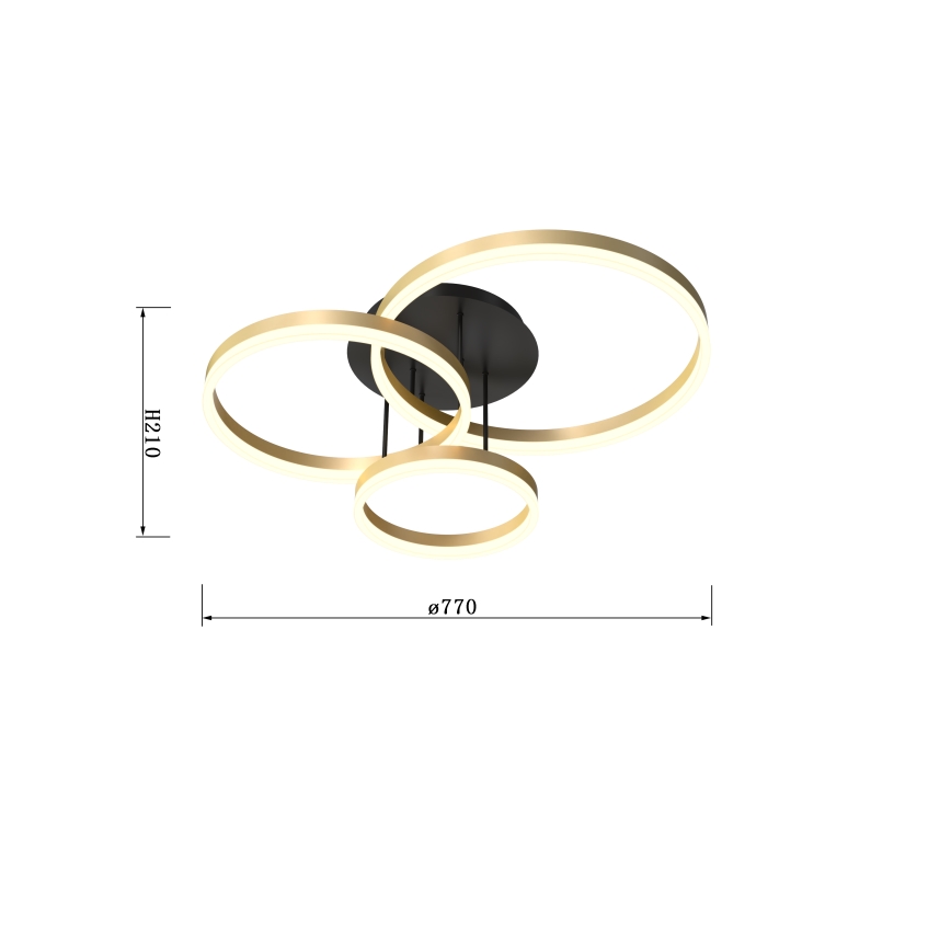 Wofi 9049-401 - Пристельова LED люстра з регулюванням яскравості PERPIGNAN LED/51W/230V золотий