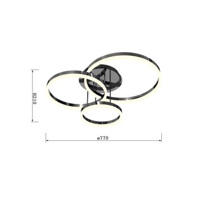 Wofi 9049-405 - Пристельова LED люстра з регулюванням яскравості PERPIGNAN LED/51W/230V чорний/глянцевий хром
