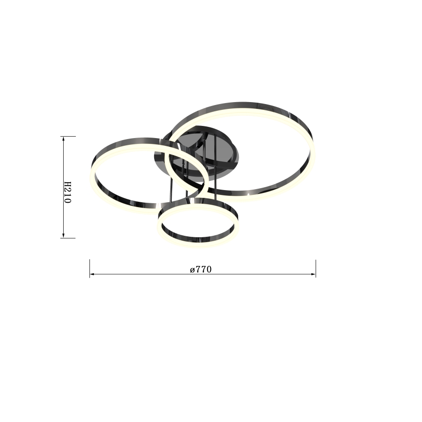 Wofi 9049-405 - Пристельова LED люстра з регулюванням яскравості PERPIGNAN LED/51W/230V чорний/глянцевий хром