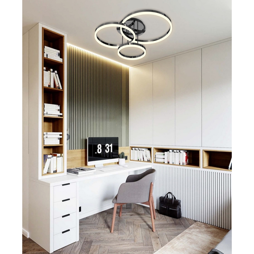 Wofi 9049-405 - Светодиодная регулируемая потолочная люстра PERPIGNAN LED/51W/230V черный/глянцевый хром