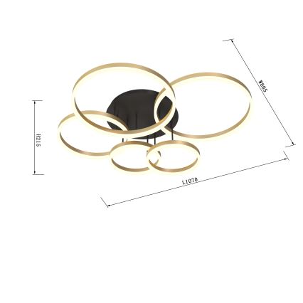Wofi 9049-601 - Пристельова LED люстра з регулюванням яскравості PERPIGNAN LED/80W/230V золотий