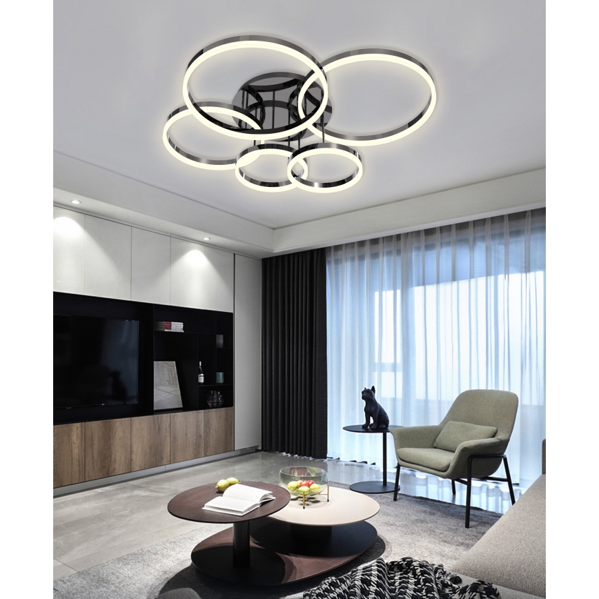 Wofi 9049-605 - Пристельова LED люстра з регулюванням яскравості PERPIGNAN LED/80W/230V чорний/глянцевий хром