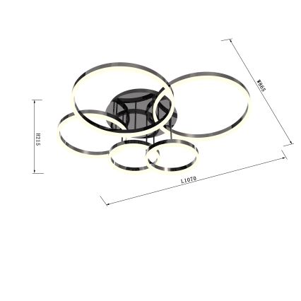 Wofi 9049-605 - Пристельова LED люстра з регулюванням яскравості PERPIGNAN LED/80W/230V чорний/глянцевий хром