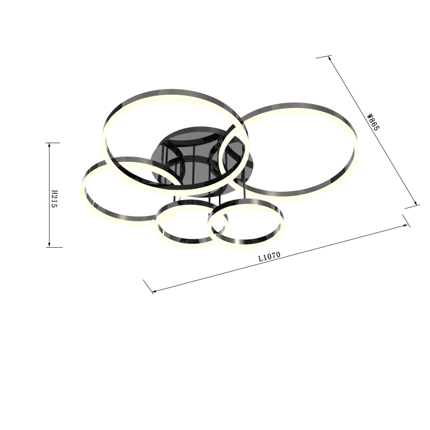 Wofi 9049-605 - Пристельова LED люстра з регулюванням яскравості PERPIGNAN LED/80W/230V чорний/глянцевий хром