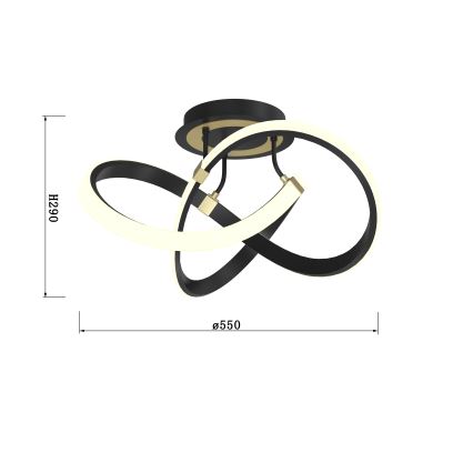 Wofi 9134-104 - Светодиодная припотолочная люстра с регулированием яркости INDIGO LED/44W/230V черный/золотистый