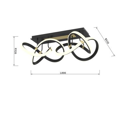 Wofi 9134-204 - Пристельова LED люстра з регулюванням яскравості INDIGO LED/64W/230V чорний/золотий