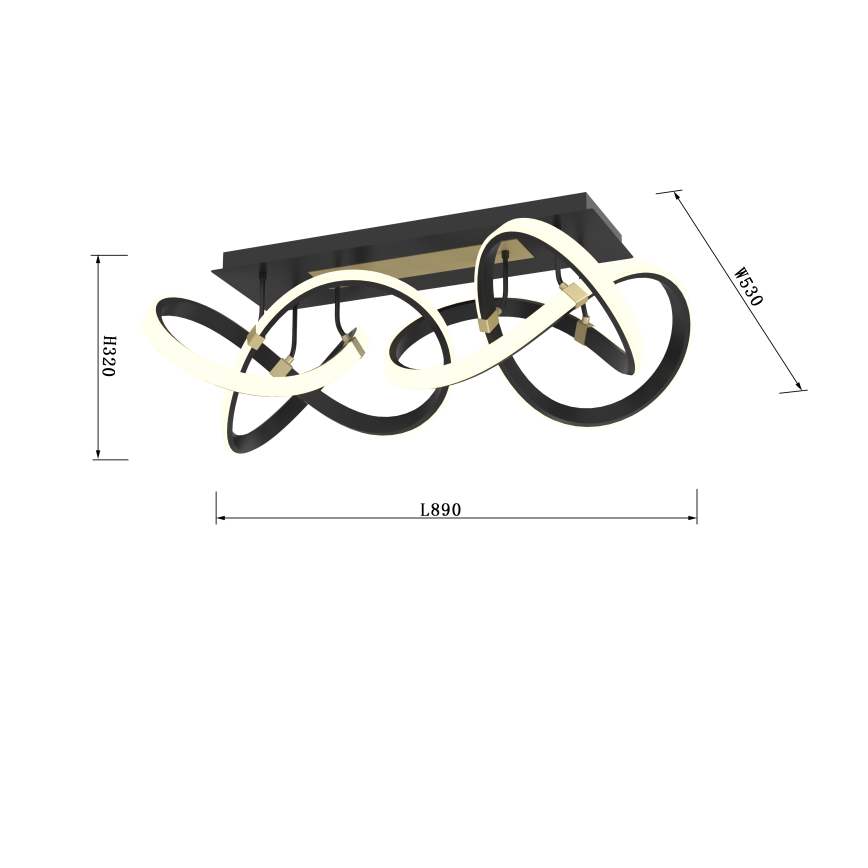 Wofi 9134-204 - Пристельова LED люстра з регулюванням яскравості INDIGO LED/64W/230V чорний/золотий