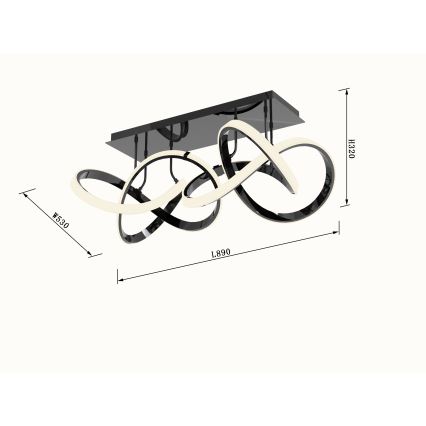 Wofi 9134-205 - Світлодіодна регульована накладна люстра INDIGO LED/64W/230V чорний/глянцевий хром