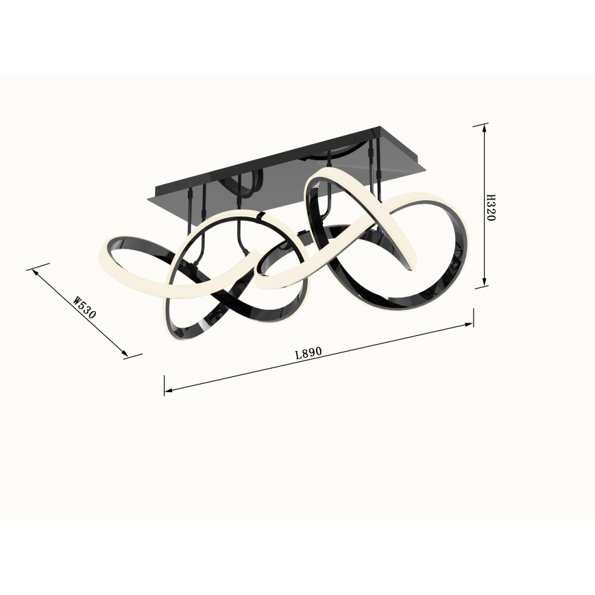 Wofi 9134-205 - Світлодіодна регульована накладна люстра INDIGO LED/64W/230V чорний/глянцевий хром