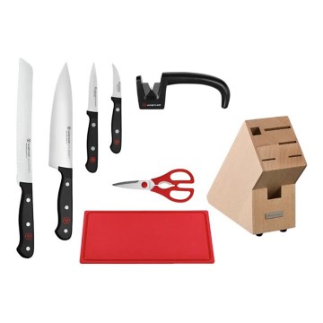 Wüsthof - Набір кухонних ножів у підставці GOURMET із точилом для ножів і дошкою для нарізання, комплект з 8 предметів