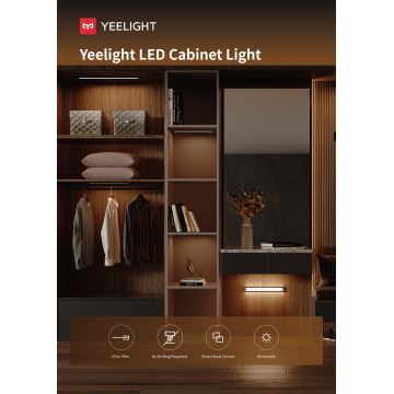 Yeelight - LED Акумуляторне освітлення меблів з регулюванням яскравості з датчиком LED/1,8W/1100 mAh 4000K 20 cm срібний