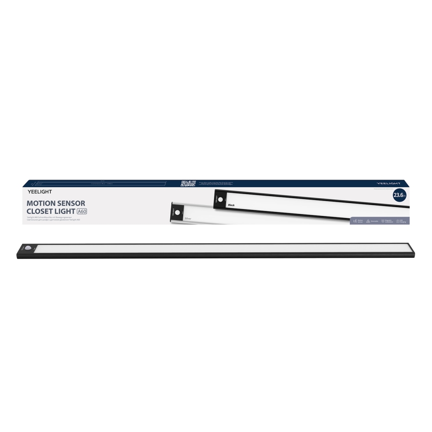 Yeelight - Светодиодное регулируемое зарядное освещение для мебели с датчиком LED/2,4 Вт/2200 мАч 4000K 60 см черное