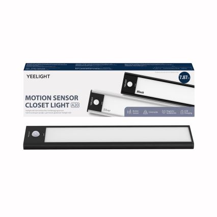 Yeelight - LED регульоване зарядне освітлення для меблів з сенсором LED/1,8 Вт/1100 мАг 4000K 20 см чорний
