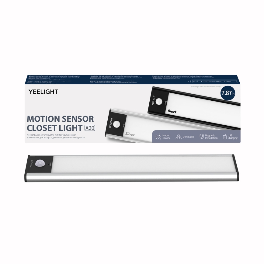 Yeelight - Світлодіодне регульоване зарядне освітлення меблів з сенсором LED/1,8 Вт/1100 мАг 4000K 20 см сріблястий