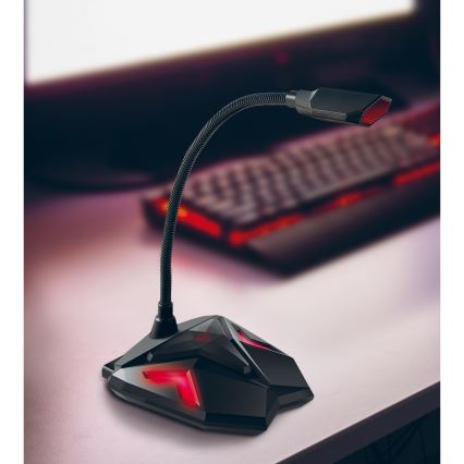Yenkee - Игровой USB-микрофон со светодиодной подсветкой 5V черный/красный