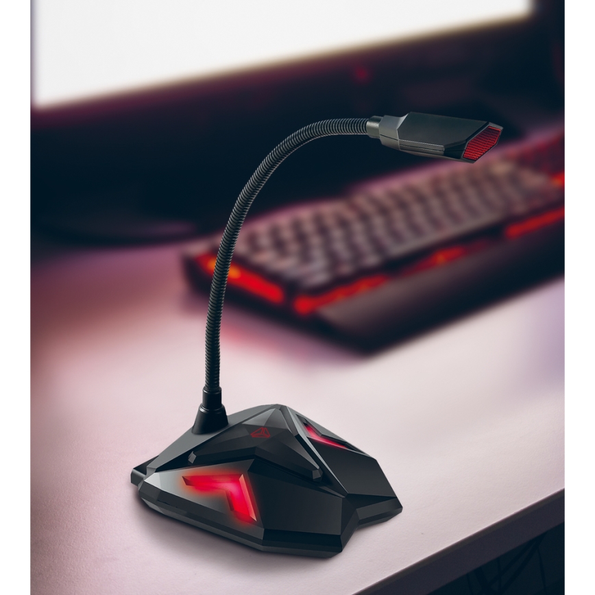 Yenkee - Игровой USB-микрофон со светодиодной подсветкой 5V черный/красный