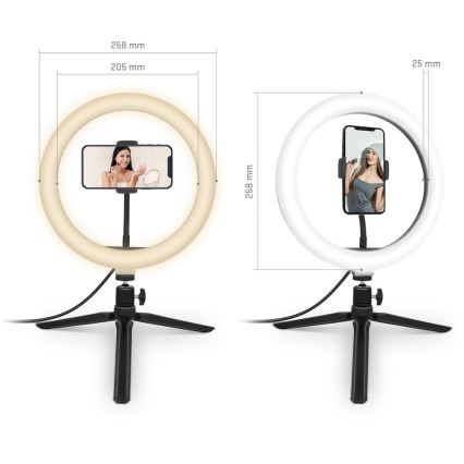 Yenkee - Світлодіодна RGB лампа з регулюванням яскравості на штативі та тримачем для влогінгу LED/10W/5V + дистанційне керування