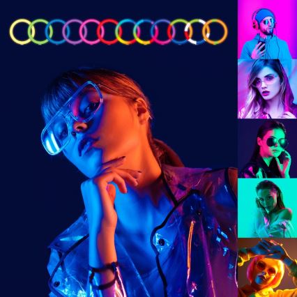Yenkee - Светодиодная RGB-лампа с регулированием яркости, штативом и держателем для влогов LED/5V + дистанционное управление