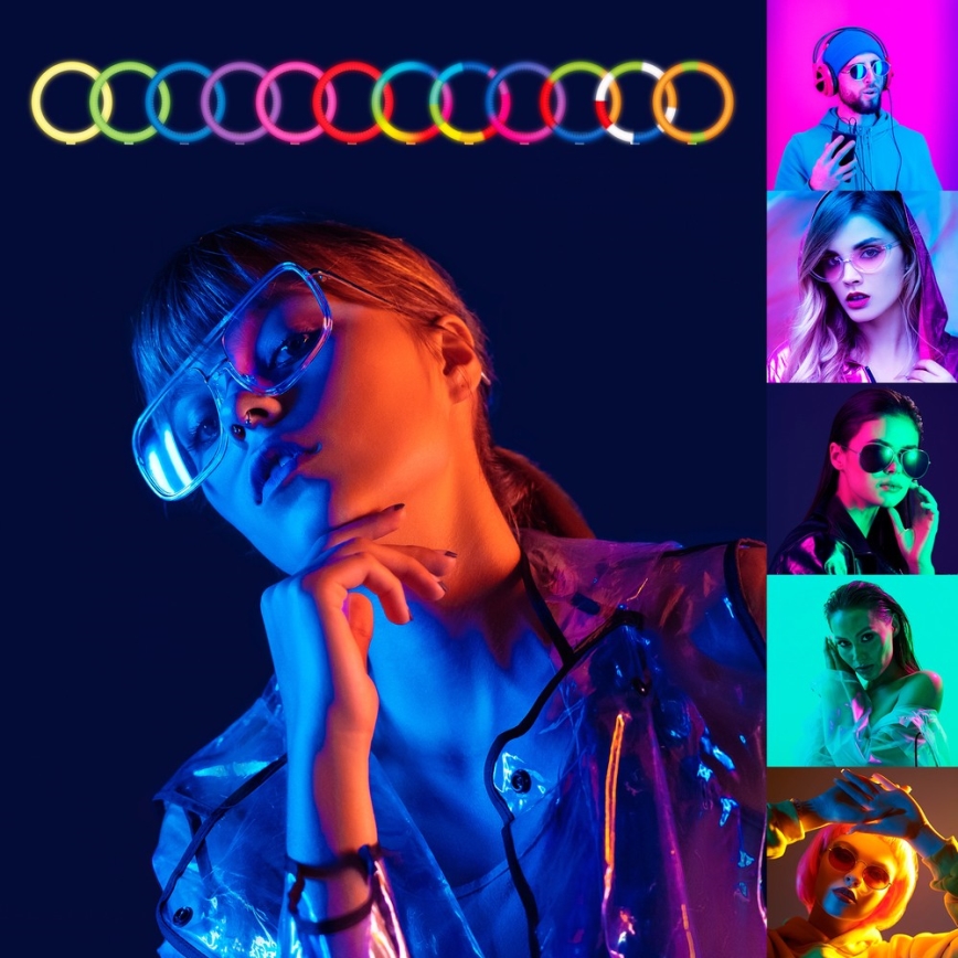Yenkee - Светодиодная RGB-лампа с регулированием яркости, штативом и держателем для влогов LED/5V + дистанционное управление
