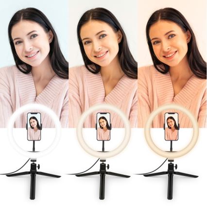 Yenkee - Светодиодная RGB-лампа с регулированием яркости, штативом и держателем для влогов LED/5V + дистанционное управление