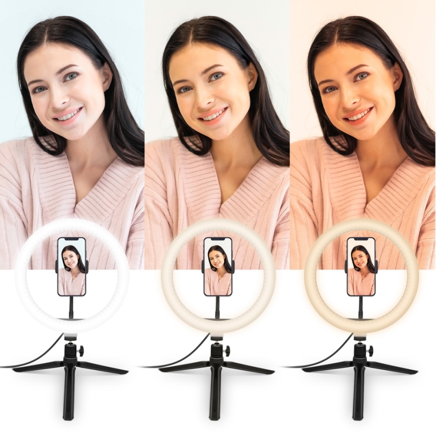 Yenkee - Светодиодная RGB-лампа с регулированием яркости, штативом и держателем для влогов LED/5V + дистанционное управление