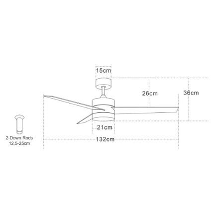 Zambelis 19134 - Світлодіодний стельовий вентилятор LED/15W/230V 3000/4000/6000K матовий хром + пульт дистанційного керування