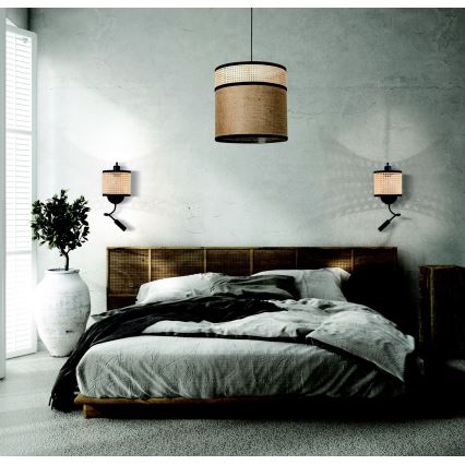 Zambelis 20355 - Світлодіодна настінна лампа 1xE27/40W + LED/3W/230V ротанґ