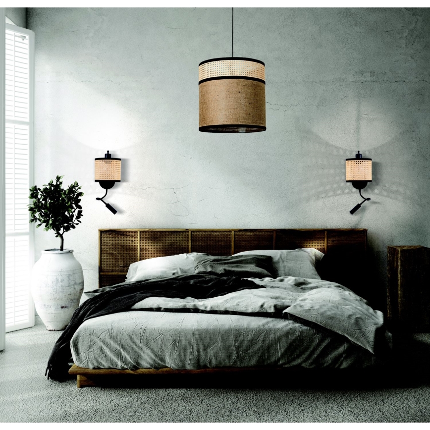 Zambelis 20355 - Світлодіодна настінна лампа 1xE27/40W + LED/3W/230V ротанґ