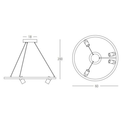 Zambelis 22012 - Светодиодная подвесная люстра с регулированием яркости LED/47W/230V диаметр 60 см черный