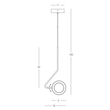 Zambelis 22045 - Світлодіодна підвісна люстра з регулюванням яскравості LED/7W/230V CRI90 чорний