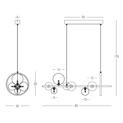 Zambelis 22063 - Світлодіодна підвісна люстра з регулюванням яскравості LED/14W + 7xG9/7W/230V