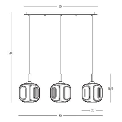 Zambelis 22074 - Подвесная люстра 3xE27/40W/230V