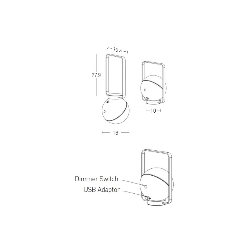Zambelis E233 - Светодиодная уличная лампа с регулированием яркости LED/1,5W/5V IP44 черный