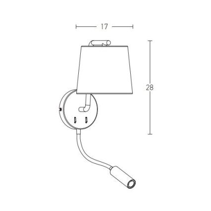 Zambelis H57 - Светодиодная настенная лампа LED/3W + 1xE27/40W/230V черный