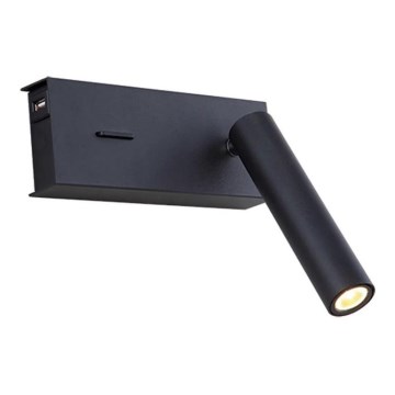 Zambelis H75 - Світлодіодний настінний світильник LED/3W/230V USB чорний